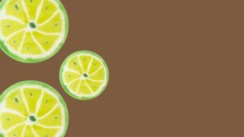 Slices of sweets lemon on a brown background with copy space. Related to suga Stock Photos