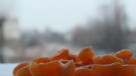 Slices Of Tangerines 2 Stock Footage 44372070