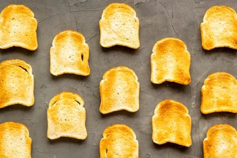 Slices of toast bread pattern. Food background. Top view Stock Photos