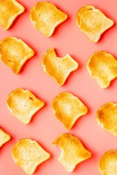 Slices of toast bread pattern. Food background. Top view Stock Photos