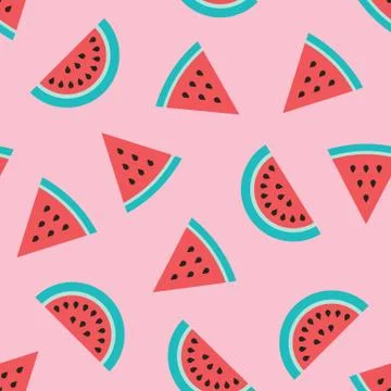 Slices of watermelon. Fresh summer pattern Illustrazione stock