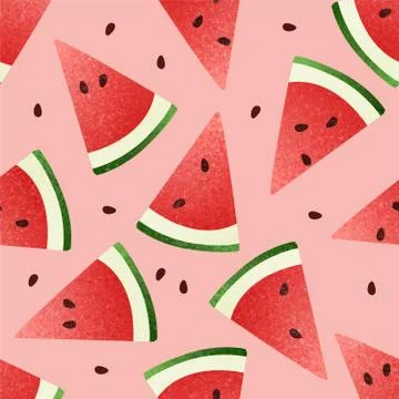 Slices of watermelon made in vector and isolated, working as a pattern Stock Illustration