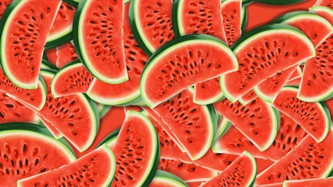 Slices of watermelon, moving upside down, screen saver, background, abstraction Stock Footage 129814654