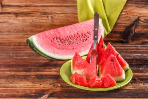 Slices of watermelon Stock Photos