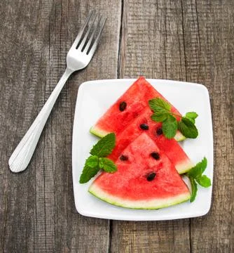 Slices of watermelon Stock Photos