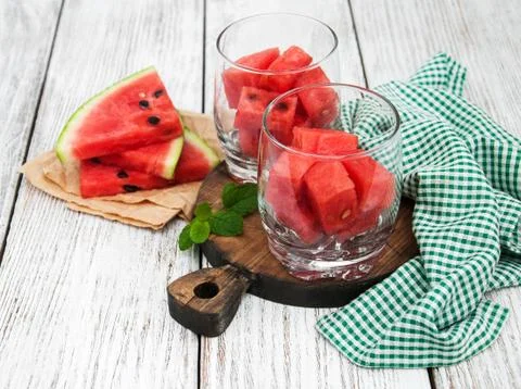 Slices of watermelon Stock Photos