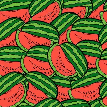 Slices of watermelon. Seamless background. Stock Illustration