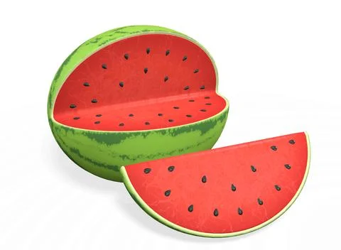 Slices of watermelon on white background 3d-rendring Stockillustratie