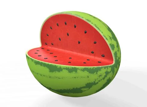 Slices of watermelon on white background 3d-rendring イラスト素材