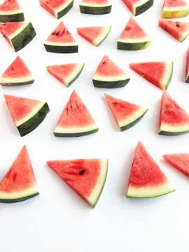 Slices of watermelon on white background Stock Photos