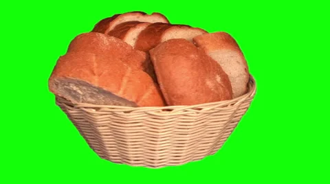 Slices of white bread and long loaf in basket Stock Footage 46507422