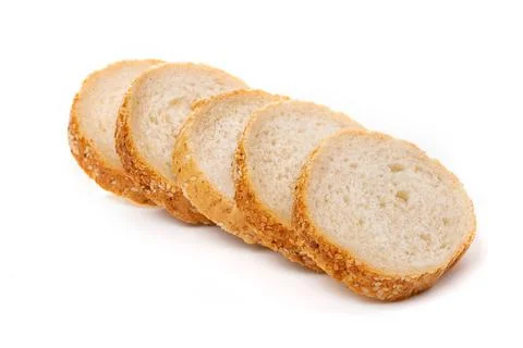 Slices of white bread or a loaf with sesame seeds isolated on a white backgro Stock Photos
