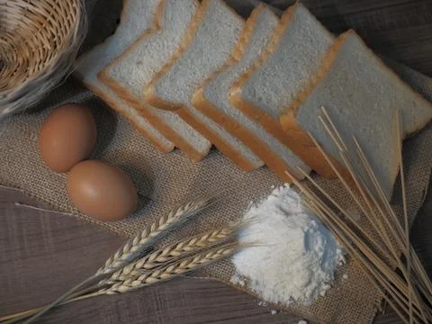 Slices of white wheat bread Stock Photos