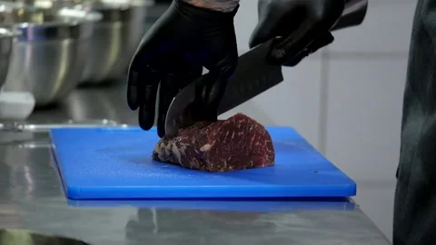Slicing and Tenderizing the Beef Steak Stock Footage 132170258