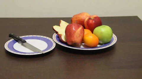 Slicing an apple Stock Footage 22715216