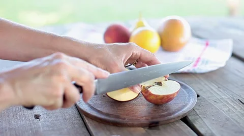 Slicing apple Stock Footage 63292261