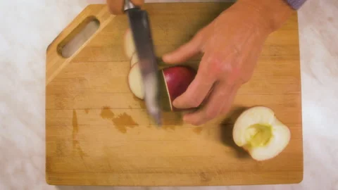 Slicing an apple Stock Footage 162130439
