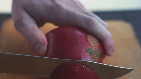 Slicing apple in slow motion Stock Footage 86682801