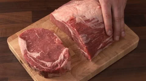 Slicing beef Stock Footage 24653601