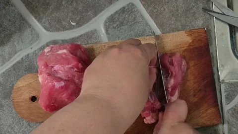 Slicing beef Stock Footage 316690998