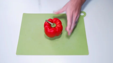 Slicing a Bell Pepper Stock Footage 113221889