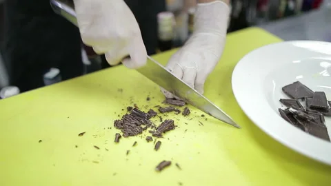 Slicing black chocolate Stock Footage 97193885