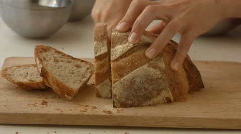 Slicing bread Stock Footage 40049783