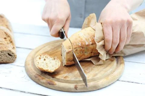 Slicing bread Stock Photos