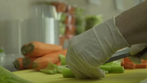 Slicing carrots and celery Stock Footage 142158502