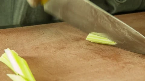 Slicing celery Stock Footage 46011218