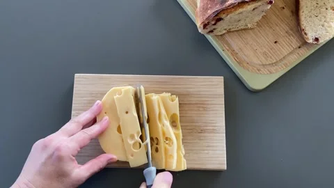 Slicing cheese and bread Stock Footage 341983254
