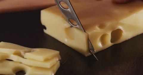Slicing Cheese For Treating Quests In An Elite Restaurant. Stock Footage 143566846