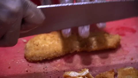 Slicing Chicken Fillet Stock Footage 319949361