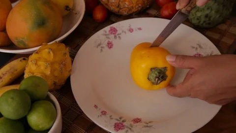 Slicing a cocona Stock Footage 103033463