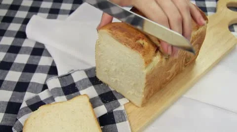 Slicing Crusty Bread 1 Stock Footage 8966241