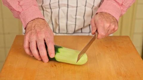 Slicing a Cucumber Stock Footage 126655213