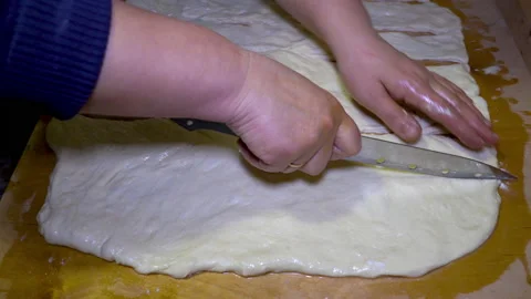 Slicing  Dough Stock Footage 143315972