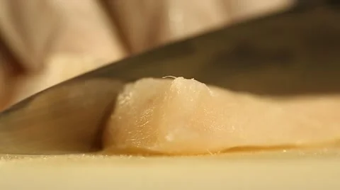 Slicing a Fish Fillet Close Up Stock Footage 49498995