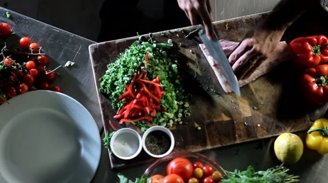 Slicing fish fillets Stock Footage 49698471