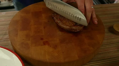 Slicing Flank Steak Stock Footage 22577961