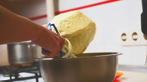 Slicing fresh cabbage into a salad Stock Footage 221373016