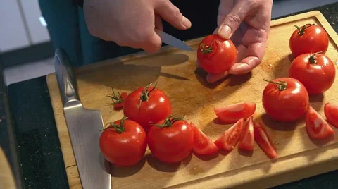 Slicing fresh tomatoes Stock Footage 46851617