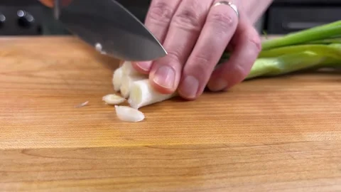 Slicing Green Onion Whites Stock-Footage 318700217