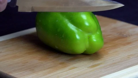 Slicing a Green Pepper Stock Footage 122741635