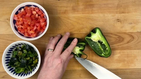 Slicing Green Pepper Stock-Footage 318656728
