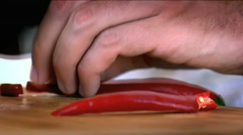 Slicing a Hot Pepper Stock Footage 734180