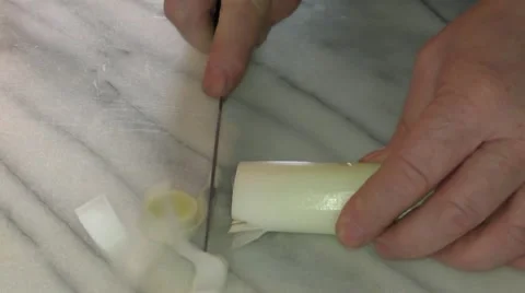 Slicing up a Leek Stock Footage 46688426