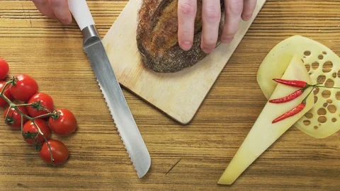 Slicing Loaves of Bread Stock Footage 70566330