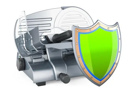 Slicing machine with shield, 3D rendering Stock Illustration
