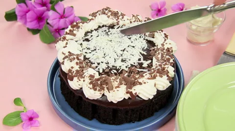 Slicing Mud Cake Stock Footage 5386166